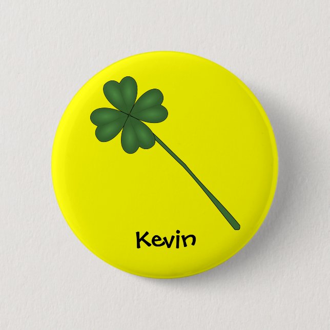 Four leaf clover pinback button (Front)