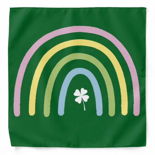 Four Leaf Clover Rainbow St Patrick's Day  Bandana (Front)