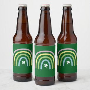 Four Leaf Clover Rainbow St Patrick's Day Beer Bottle Label