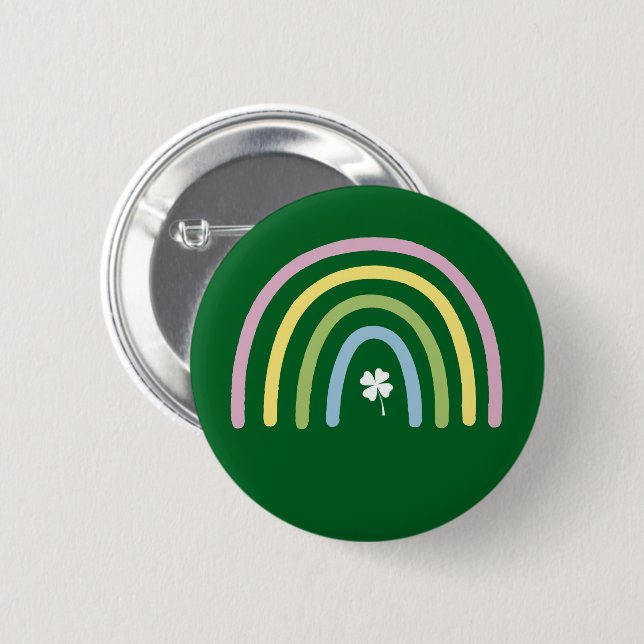 Four Leaf Clover Rainbow St Patrick's Day  Button (Front & Back)
