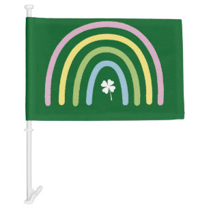 Four Leaf Clover Rainbow St Patrick's Day  Car Flag