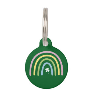 Four Leaf Clover Rainbow St Patrick's Day Pet ID Tag