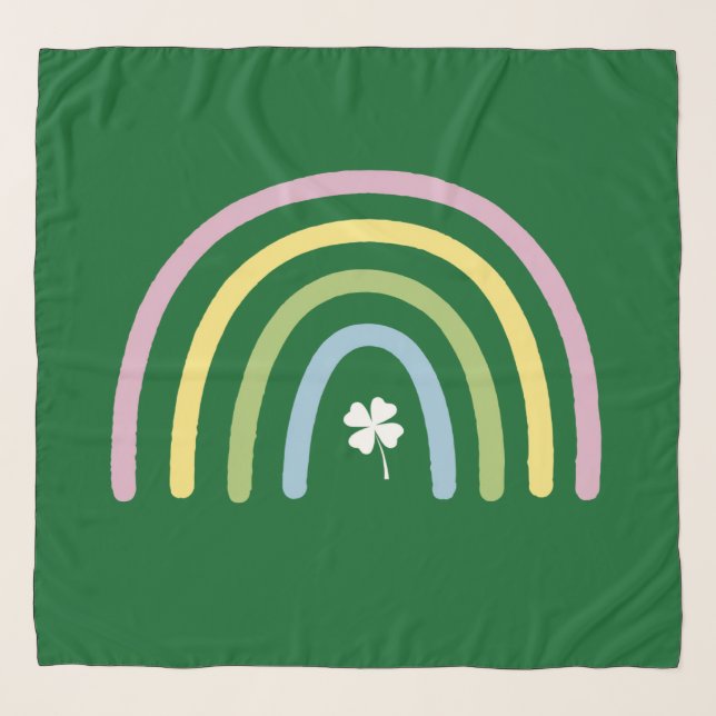 Four Leaf Clover Rainbow St Patrick's Day  Scarf (Front)