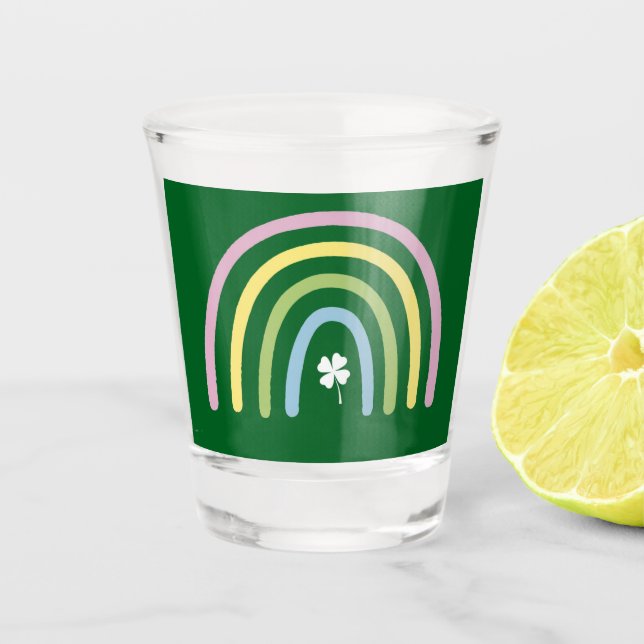Four Leaf Clover Rainbow St Patrick's Day  Shot Glass (Front)