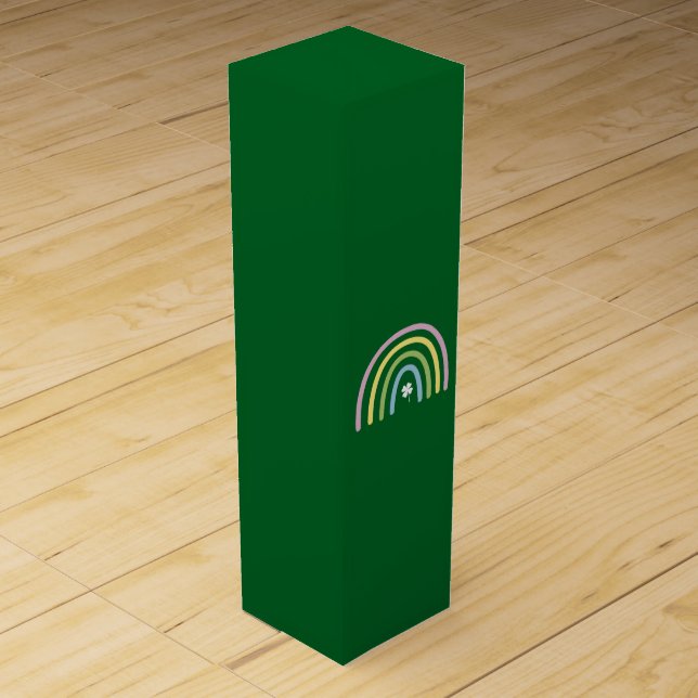 Four Leaf Clover Rainbow St Patrick's Day  Wine Box (Front)