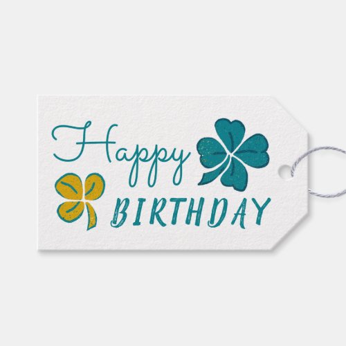 Four Leaf Clover Shamrock Happy Birthday Gift Tags