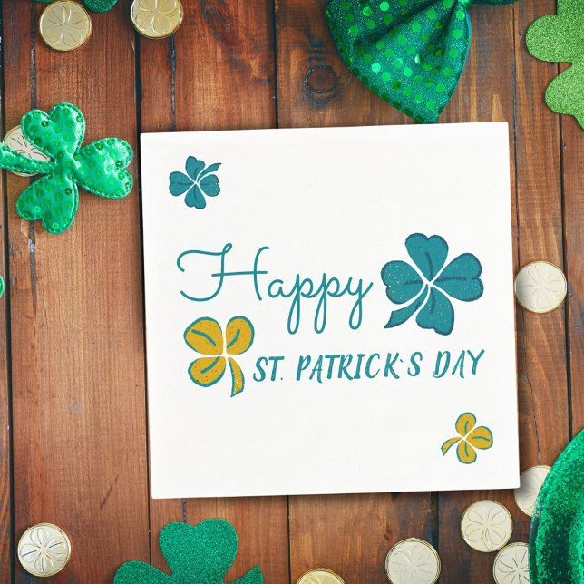 Four Leaf Clover Shamrock Happy St. Patrick`s Day  Napkins (Creator Uploaded)