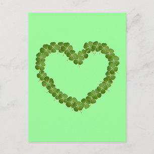Four Leaf Clover Shamrock Heart Postcard