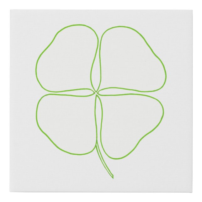 Four Leaf Clover Shamrock Outline to Paint Faux Canvas Print (Front)