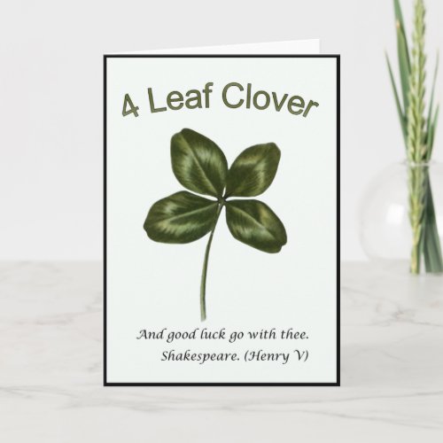 Four Leaf Clover  Shamrock William Shakespeare  Card
