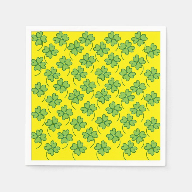 Four Leaf Clover Shamrocks Irish Party Gifts Napkins (Front)
