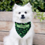 Four Leaf Clover Shamrocks   Pet Bandana Collar<br><div class="desc">Dress your kitty or pup up for St. Patricks Day with this fun pet bandana. It has shamrock clovers all over it in various shades of green against a black background. Personalize it with your furbabies name to make it extra special. Bandana has an adjustable buckle for the purrrfect fit....</div>