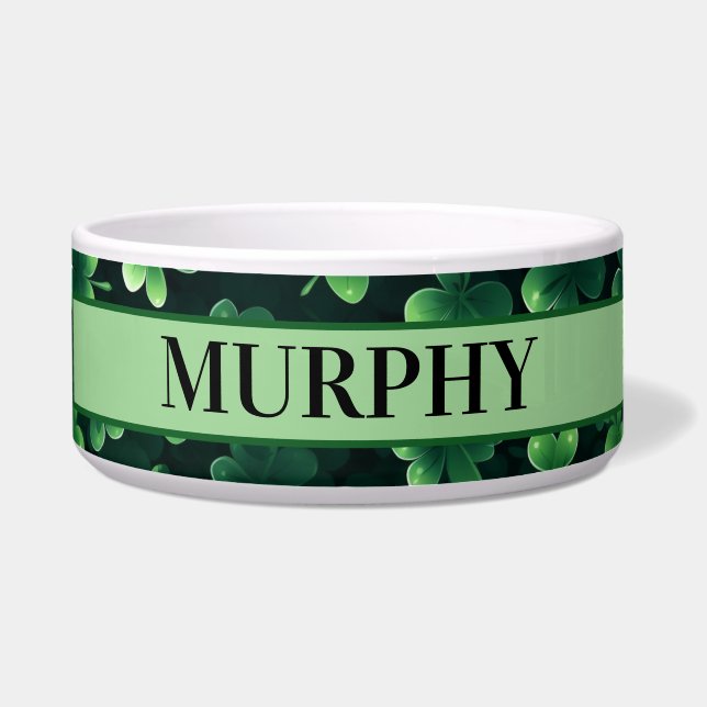 Four Leaf Clover Shamrocks Pet   Bowl (Front)