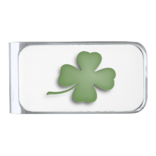 Four Leaf Clover Silver Finish Money Clip