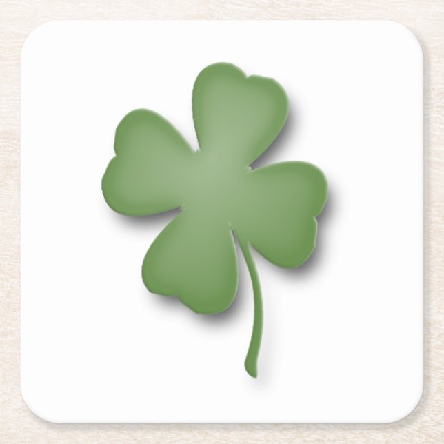 Four Leaf Clover Square Paper Coaster (Front)
