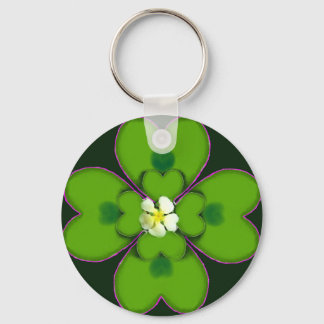 Four Leaf Clover St. Patrick Irish Flower Patty Keychain