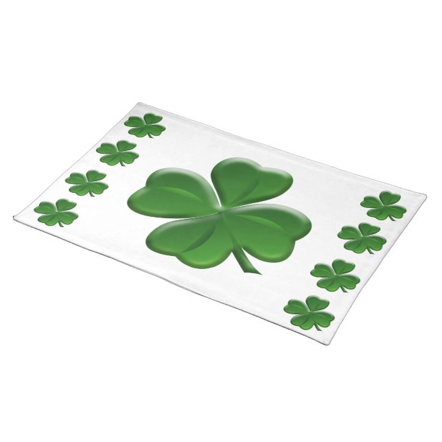 Four Leaf Clover - St Patrick's Day Button Cloth Placemat (On Table)