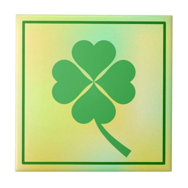 Four Leaf Clover St. Patrick's Day Design-87906 Ceramic Tile (Front)
