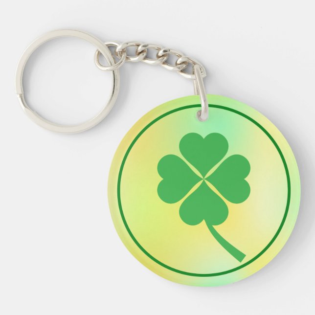 Four Leaf Clover St. Patrick's Day Design-87906 Keychain (Front)