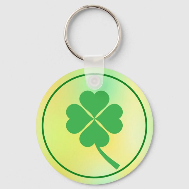 Four Leaf Clover St. Patrick's Day Design-87906 Keychain (Front)
