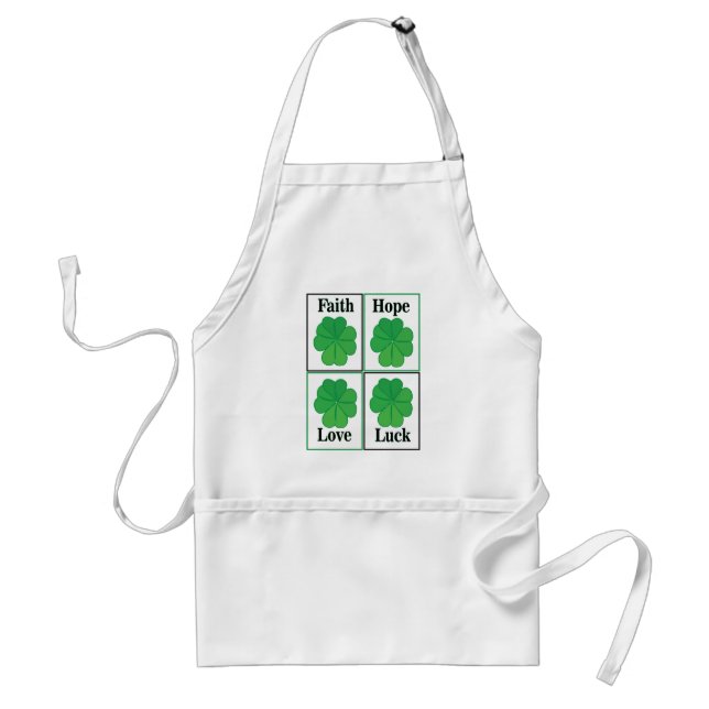 Four Leaf Clover St Patricks Day Four Leaf Clover Adult Apron (Front)