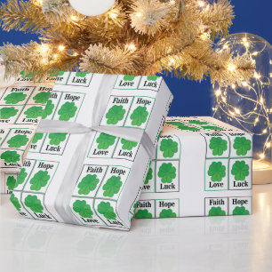 Four Leaf Clover St Patricks Day Four Leaf Clover Wrapping Paper