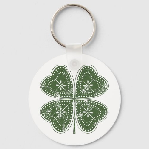 Four Leaf Clover St Patricks Day Keychain