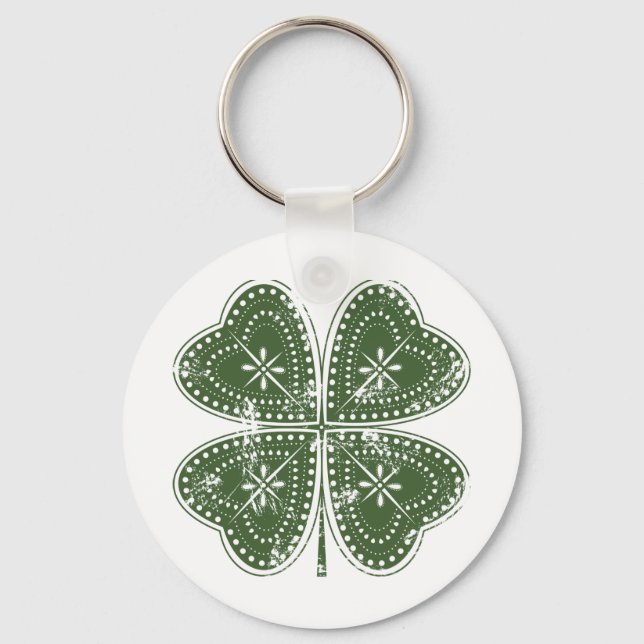 Four Leaf Clover St. Patrick's Day Keychain (Front)