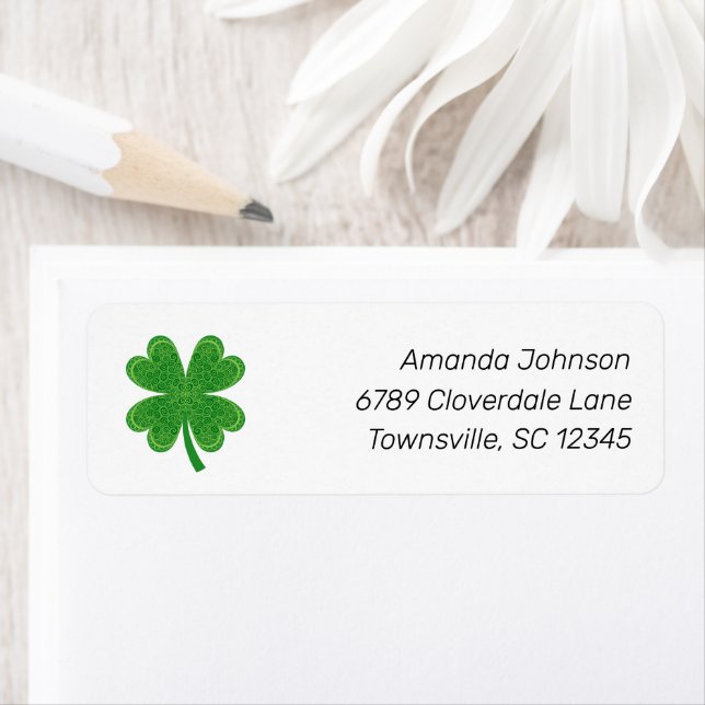 Four Leaf Clover St. Patrick's Day Return Address Label (Insitu)