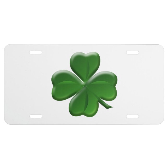 Four Leaf Clover - St Patrick's Day Symbol License Plate (Front)