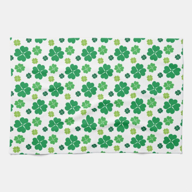Four Leaf Clover St Patricks Day Towel (Horizontal)