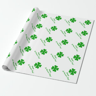 Four leaf clover St Patricks Day wrapping paper