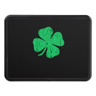Four Leaf Clover T-Shirt Vintage Saint Patrick Day Hitch Cover