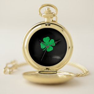 Four Leaf Clover T-Shirt Vintage Saint Patrick Day Pocket Watch