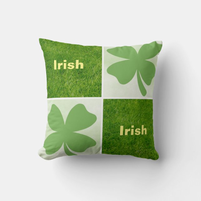 Four Leaf Clover Throw Pillow (Front)