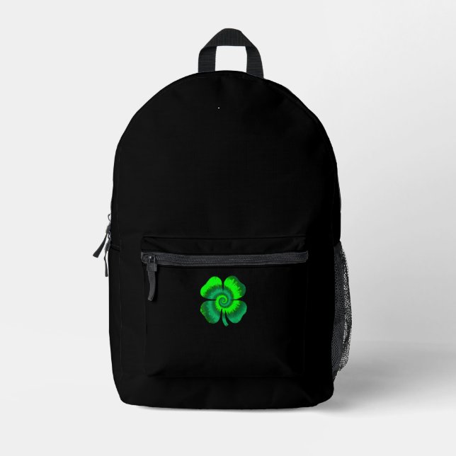 Four Leaf Clover Tie Dye St Patrick's Day Lucky Sh Printed Backpack (Front)