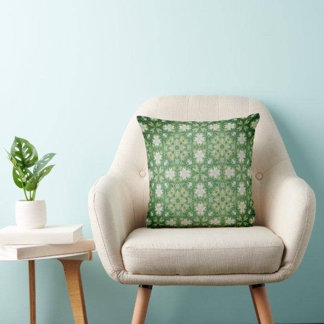Four Leaf Clover Wallpaper Throw Pillow (Chair)