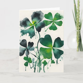 Four-leaf clover - Watercolor flowers Card