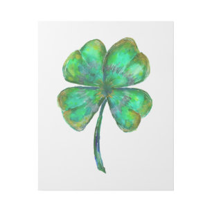 four leaf clover watercolor poster