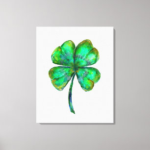four leaf clover watercolor poster canvas print