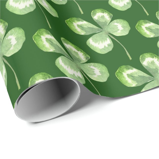 Four Leaf Clover Watercolor Wrapping Paper (Roll Corner)