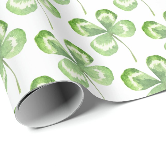 Four Leaf Clover Watercolor Wrapping Paper (Roll Corner)