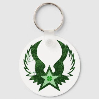 four leaf clover. winged star. keychain