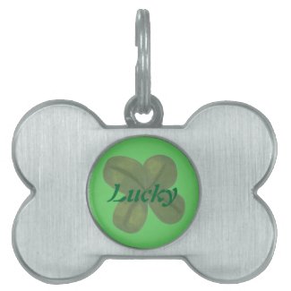 Four Leaf Clover, with Name Lucky Pet Tags