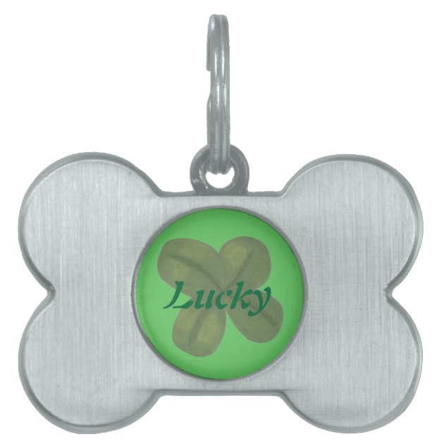 Four Leaf Clover with Name Lucky Pet Tags Zazzle