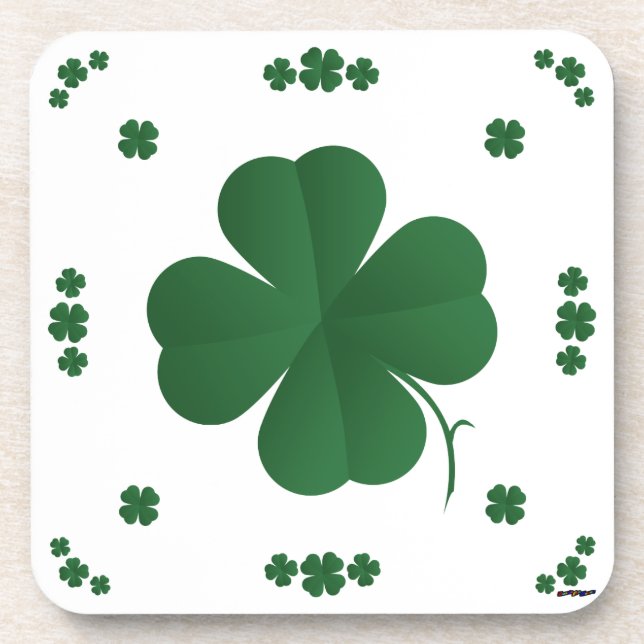 Four Leaf Clovers Drink Coaster (Front)