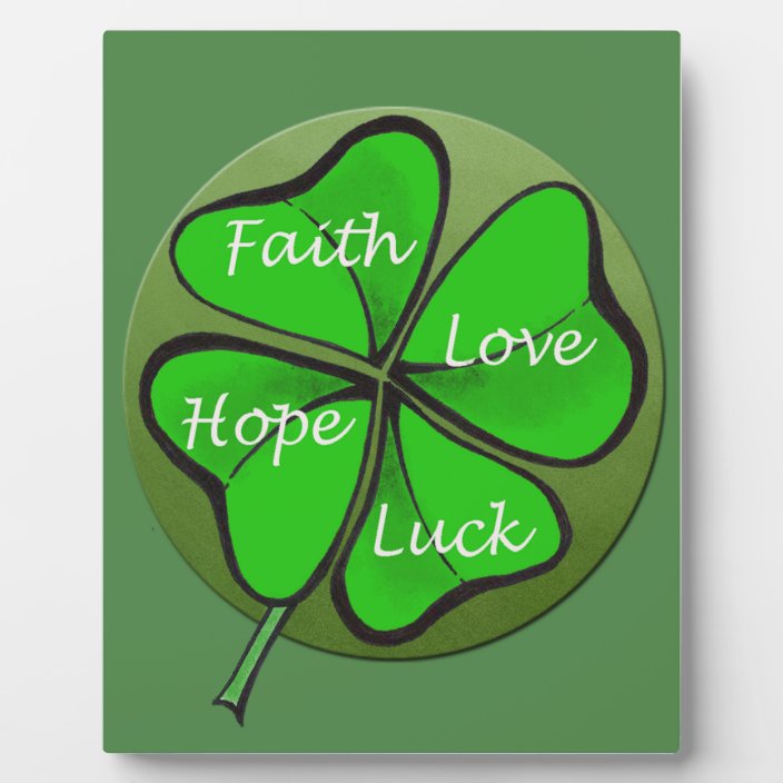 Four Leaf Clovers Faith Love Hope Luck Bible Plaque Zazzle Com