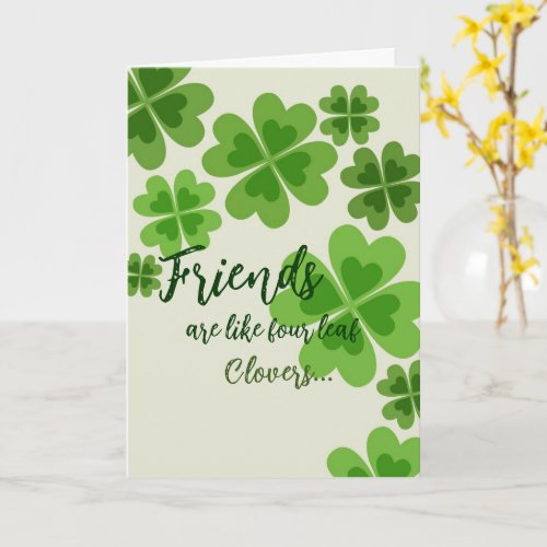 Four Leaf Clovers Friends Irish  Card