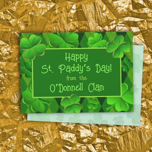 Four Leaf Clovers Happy St Paddys Day Card