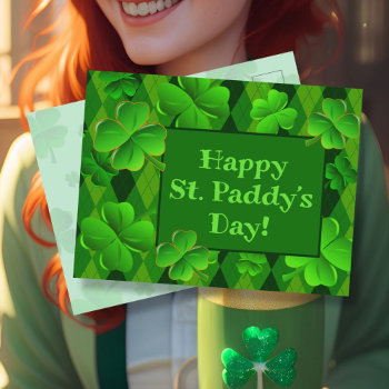 Four Leaf Clovers Happy St. Paddys Day  Postcard by pamdicar at Zazzle